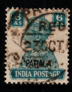 INDIA-PATIALA SG113 1944 6a TURQUOISE-GREEN USED