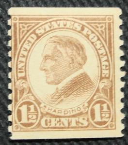 US #598 *MH* Coil Single, Warren G. Harding, SCV $.90 L12