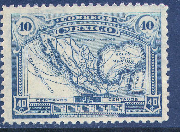 MEXICO 512 40c MAP OF MEXICO. UNUSED, Hinged, OG (350)