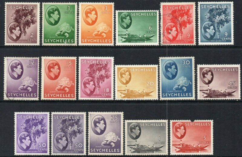 1938 Seychelles Sg 135/49 Kurz Set Mit 14 Eigenschaften Halterung