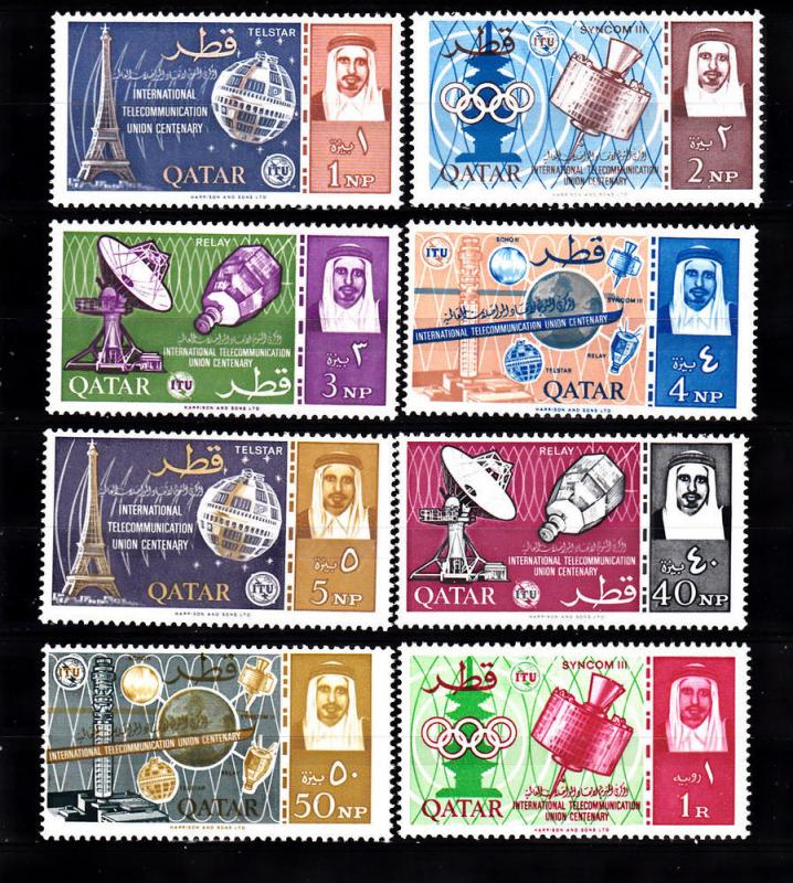 Qatar   61-68 MNH 1965 ITU Cent. CV $35.75