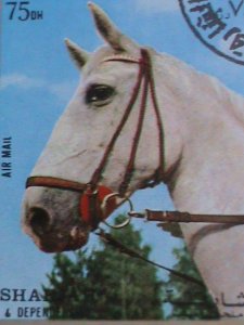 SHARJAH-1972 WORLD FAMOUS LOVELY HORSES CTO SHEET-VF -WITH FIRST DAY CANCEL