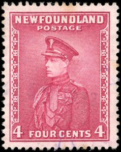 Newfoundland Scott 189 VF Used 1932 4¢ Prince of Wales-Tiny Tear R side