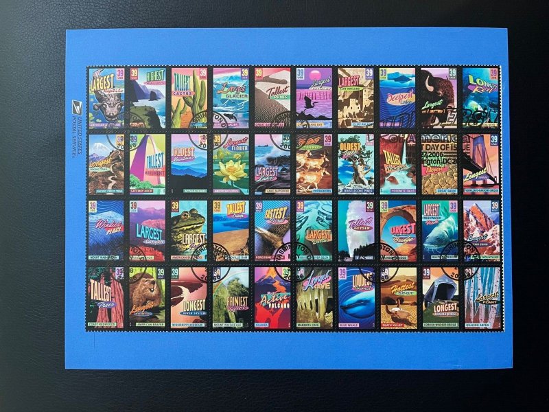 Scott 4072a (4033-4072) - 39¢ Wonders of America Sheet of 40 first day issue
