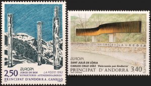 Andorra (French) #425-426  MNH - Art Sculptures (1993)