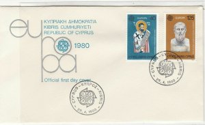 Cyprus 1980 Europa CEPT Picture Slogan CEPT Cancels FDC Stamps Cover Ref 27645