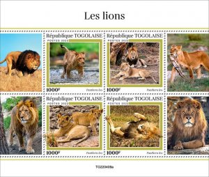 TOGO - 2022 - Lions - Perf 4v Sheet - Mint Never Hinged