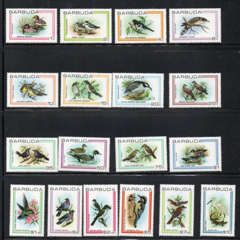 Barbuda Sc 431-48 1980 Birds stamp set mint NH