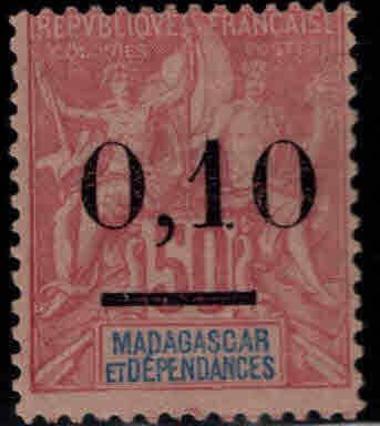 Madagascar Scott 60 MH* surcharged stamp