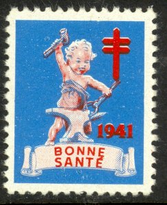 CANADA 1941 CHRISTMAS SEAL French Language Green No. 30 MNH