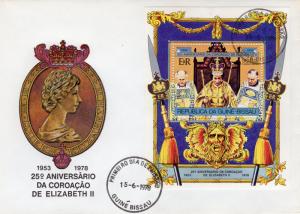 Guinea-Bissau 1978 Sc#391G CORONATION 25th.Anniv.Souvenir Sheet (1) FDC
