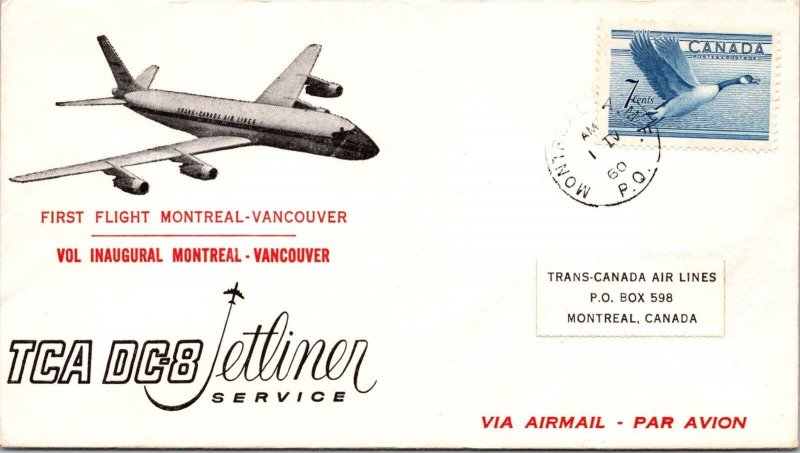 Canada 1960 FFC - TCA DC-8 Jetliner Service - Montreal to Vancouver - F65262