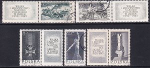 Poland 1964 Sc 1273-7 Polish People Martyrdom Struggles Monument Stamp U w/label