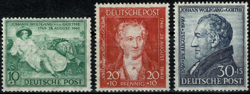 GERMANY ALLIED 1949 J. WOLFGANG MINT (NH) SET SGA148-50 Wmk.M7 P.14 SUPERB