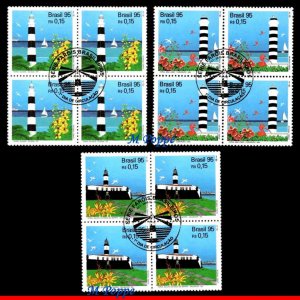 2550-52 BRAZIL 1995 LIGHTHOUSES, FLOWERS PLANTS, BIRDS, BLOCK POSTMAK 1ST DAY NH