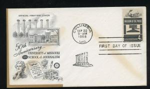 US 1119 Freedom of the Press UA 1st Public Service Advertising Council FDC