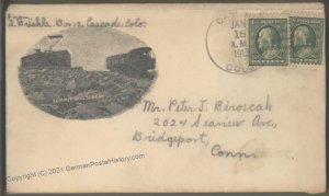 USA 1913 CASCADE Colorado Illustrated Cover Pikes Peak 101767