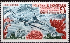 ZAYIX France French Polynesia C37 MNH Air Post Marine Life Diver 111922ChaietS09