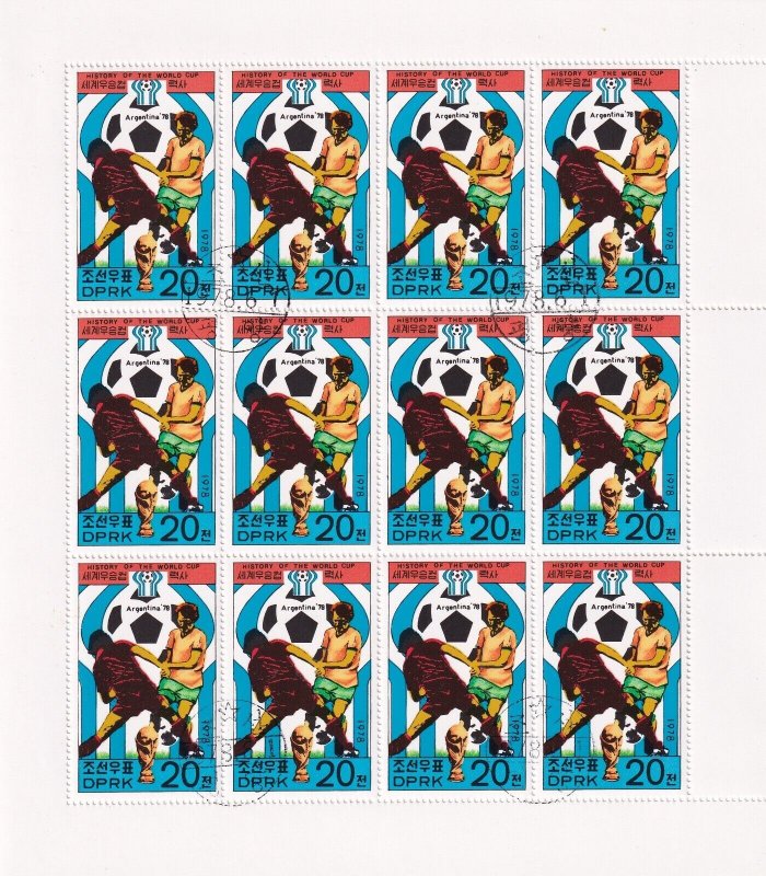 SA Korea 1978 Football - History of the World Cup, 12 used full sheets CV$50