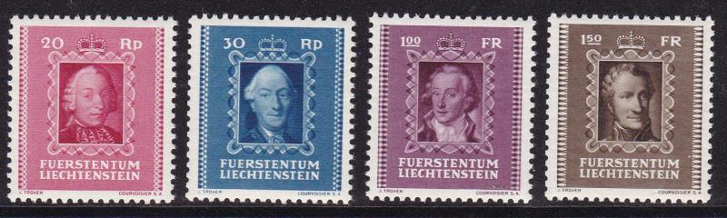 Liechtenstein 1942 Second Prince Series Complete (4) VF/NH/(**)  Scott 181-84