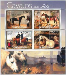 M1045 - GUINEA BISSAU - ERROR, 2012 MISSPERF SHEET: HORSES in ART,   J. HERRING