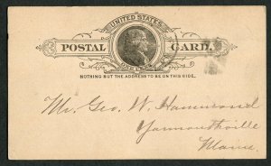 1889 Gorham NH to Yarmouthville ME Postal Card Lumber Order George W Hammond