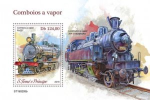 St Thomas - 2019 Steam Trains - Stamp Souvenir Sheet - ST190205b