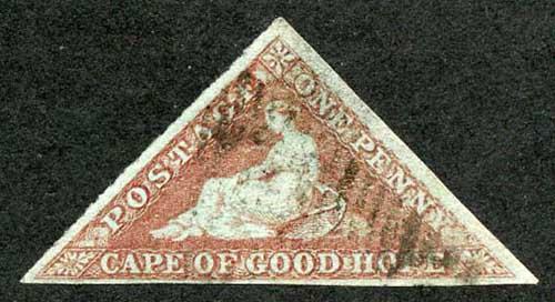 Cape of Good Hope SG1 1d Pale Brick Red on Blued Paper Cat 450 pounds