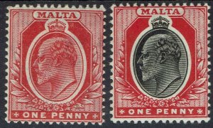 MALTA 1904 KEVII BOTH 1D WMK MULTI CROWN CA