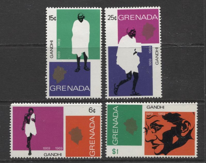 Grenada -Scott 337-40- Mahatma Gandhi Issue -1969 -MVLH -Set of 4 Stamps