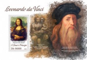 SAO TOME E PRINCIPE 2013 SHEET LEONARDO DA VINCI ART PAINTINGS st13408b