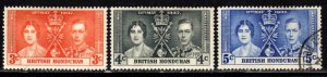 British Honduras #112-14~ Cplt Set 3 ~ #112-13 Large Hinge, #114 Used  (1937)