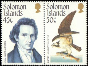 Solomon Islands #556a, 556b, Complete Set, Pair, 1985, Birds, Art, Never Hinged