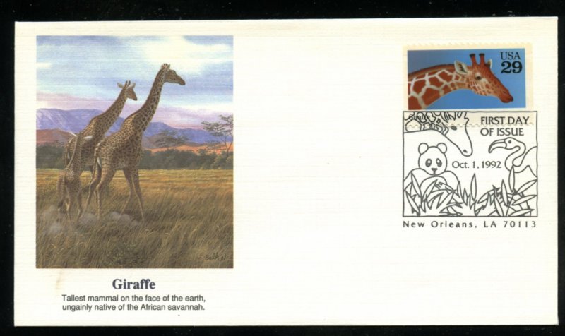 US 2705 Wild Animals - Giraffe UA Fleetwood cachet FDC