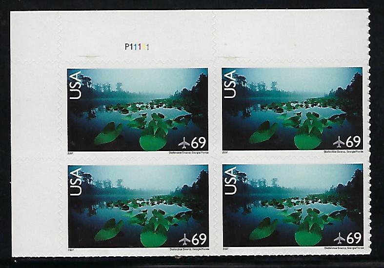 Catalog # C142 Plate Block of 4 Stamps  Okefenokee Swamp Georgia/Florida 69 Cent