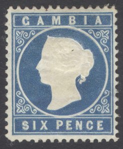 Gambia 1880 6d Blue Wmk Crown CC SIDEWAYS Scott 10v SG 18A MH SG Cat £225($274)