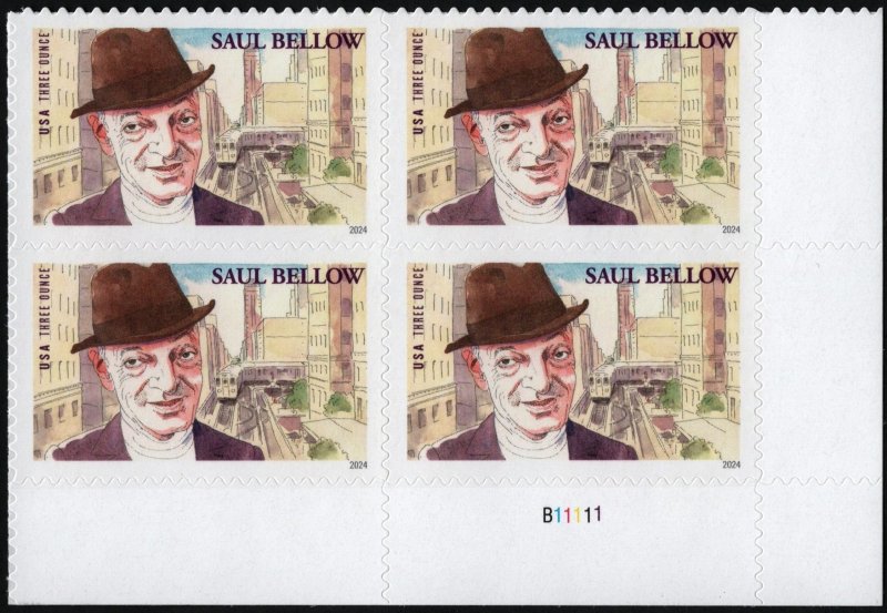 SC#5831 (Forever 3 Oz.) Literary Arts: Saul Bellow Plate Block (2024) SA