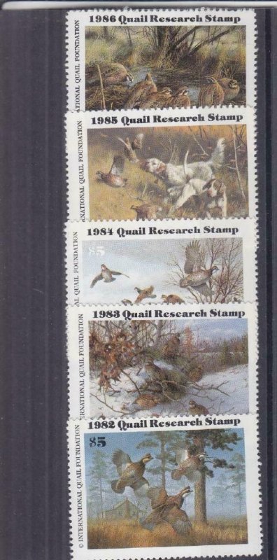 1982-86, Quail Research Stamps, MNH (S16165)