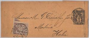 FRANCE -  POSTAL HISTORY -  NEWSPAPER WRAPPER bande journal to MODENA Italy 1891