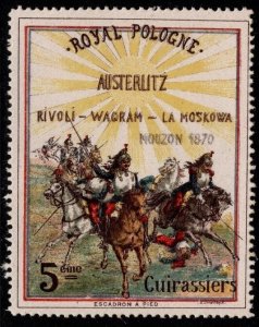 1914 WW One France Delandre Poster Stamp 5th Royal Poland Cuirassiers Regiment