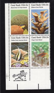 1827-1830 Coral Reefs, MNH LL-ZIP blk/4