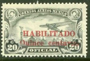 MEXICO CO16, 15¢ on 20¢ HABILITADO OFFICIAL AIR MAIL, UNUSED, NG. F-VF.