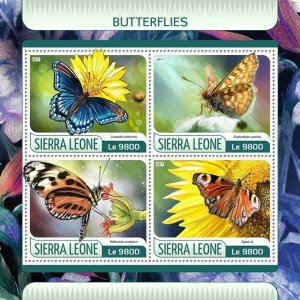 [850 07]- YEAR 2017 - SIERRA LEONE - BUTTERFLIES        4V   complet set  MNH/**