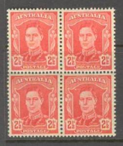 AUSTRALIA Sc# 194 MH FVF 4BLOCK King George VI KGVI