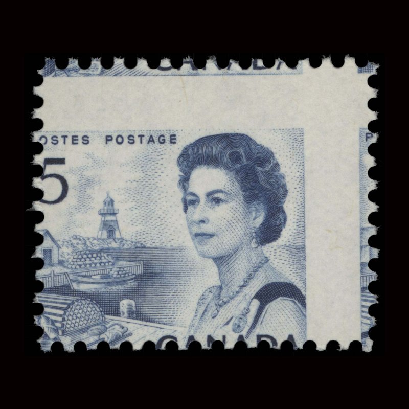 Canada 1971 (Variety) 5c Queen Elizabeth II with perf shift