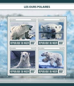 Polar Bears Stamps Niger 2017 MNH Bear Wild Animals 4v M/S