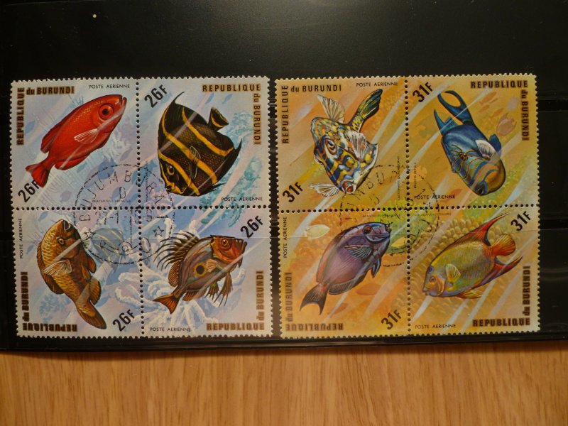 1974 Burundi SC #449-454 ,#C207-212 Fish Gold+Black font #11