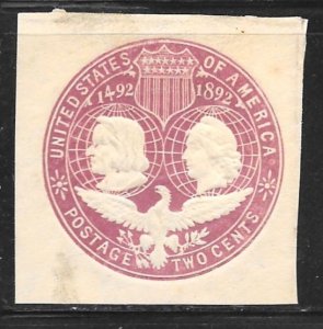 USA U349: 2c Columbus and Liberty, cut square, used