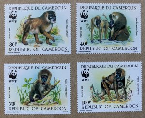Cameroun 1988 WWF Drill (Baboon), MNH. Scott 843-846, CV $13.50