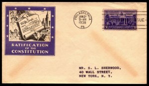 Scott 835 3 Cents Constitution Staehle FDC Typed Address Planty 835-41